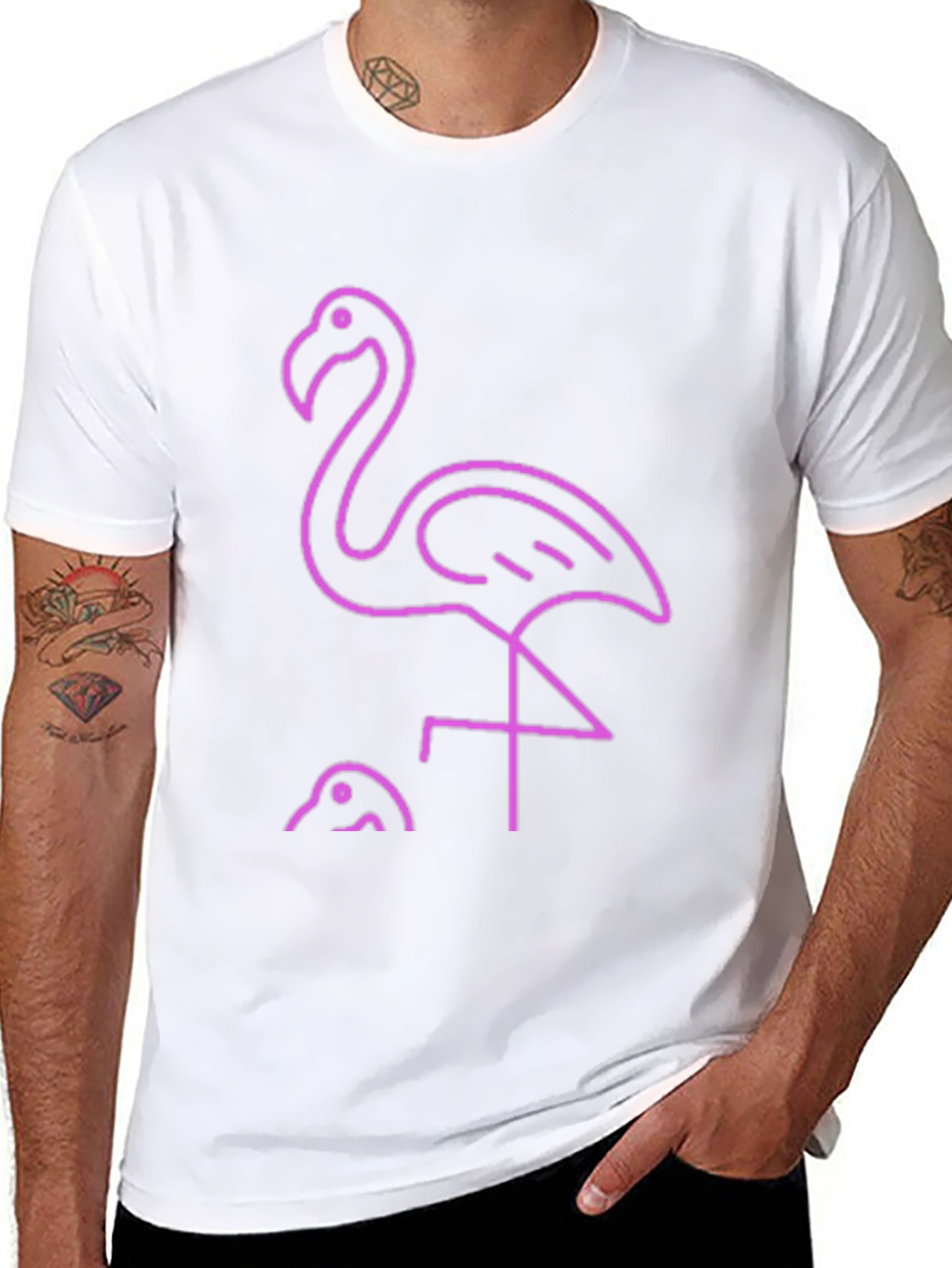 Neon Flamingo Graphic Tee - Stylish Black T-Shirt