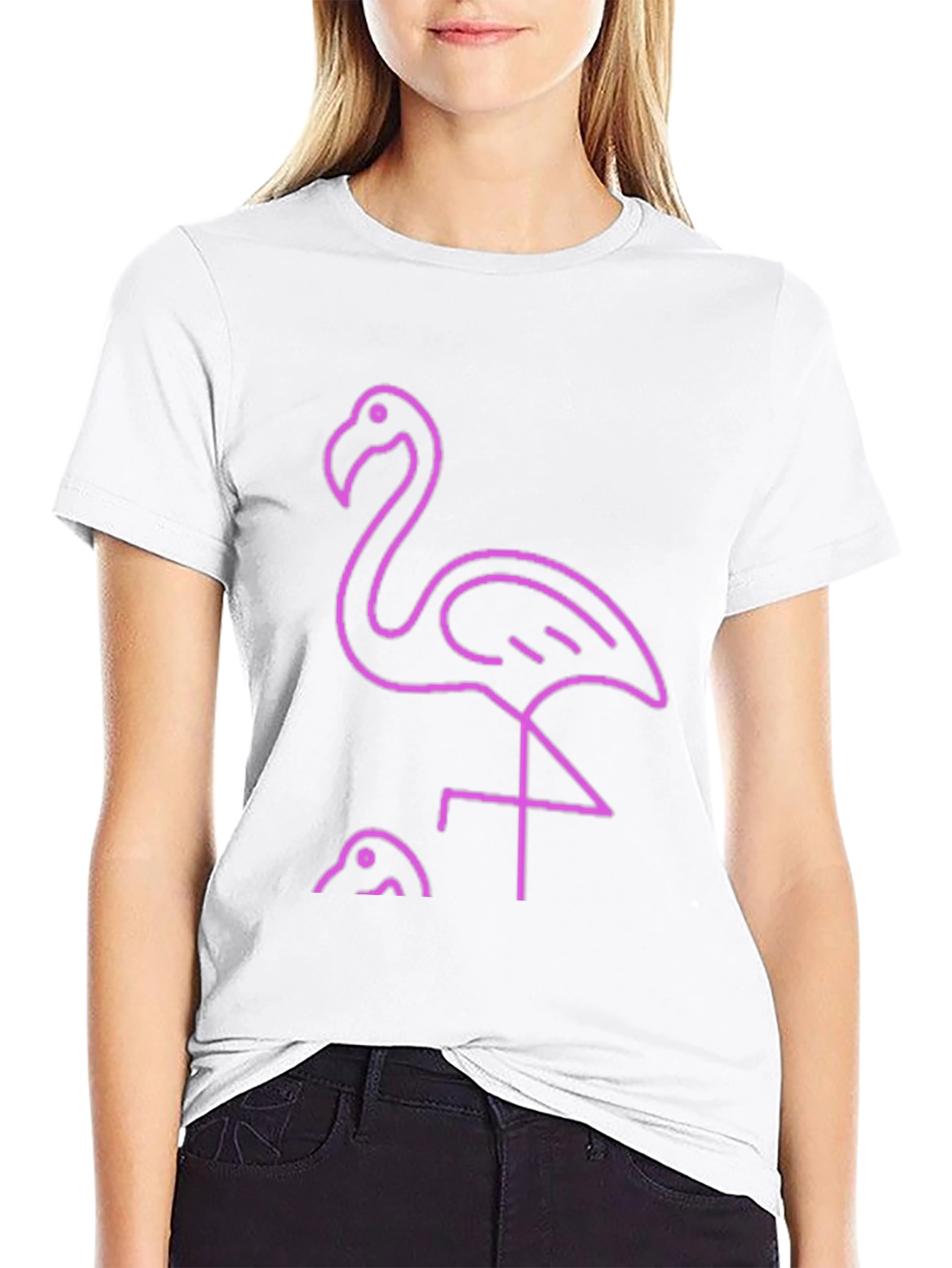Neon Flamingo Graphic Tee - Stylish Black T-Shirt
