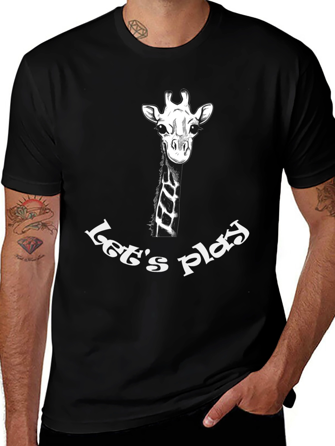 Giraffe Lets Play Graphic T-Shirt