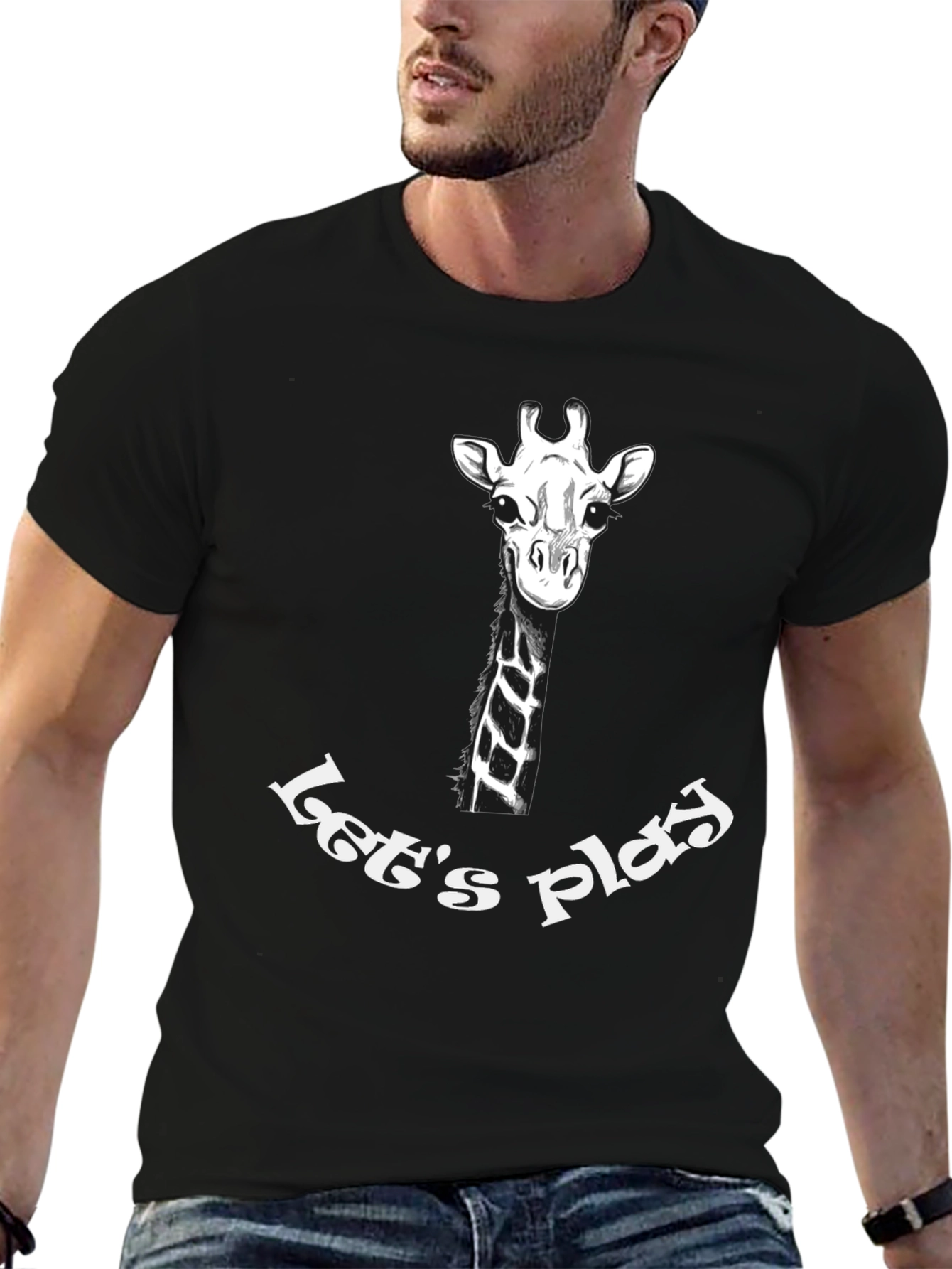 Giraffe Lets Play Graphic T-Shirt