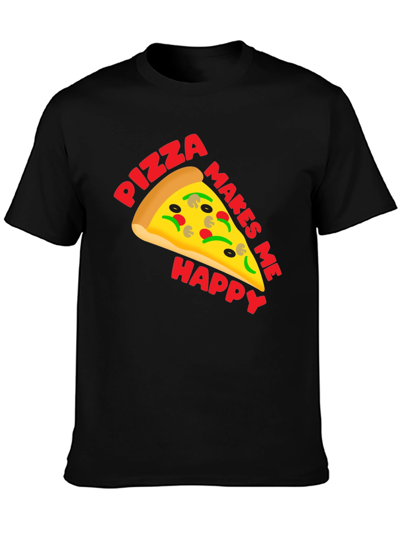 Pizza Makes Me Happy Graphic T-Shirt