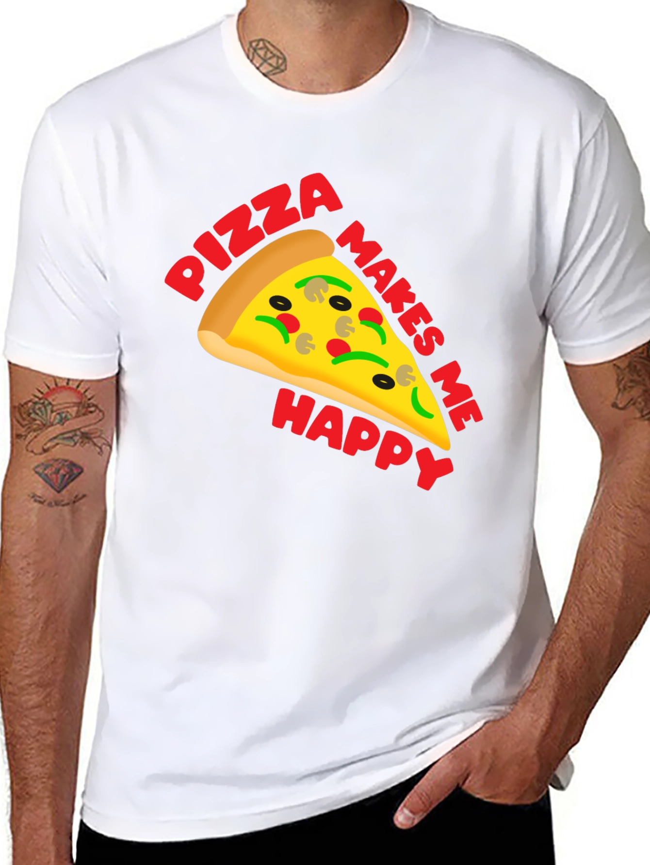 Pizza Makes Me Happy Graphic T-Shirt