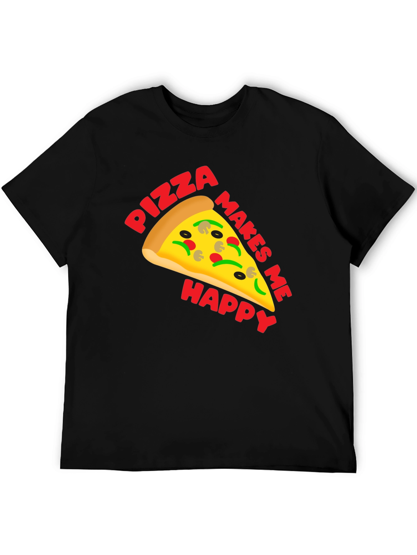 Pizza Makes Me Happy Graphic T-Shirt