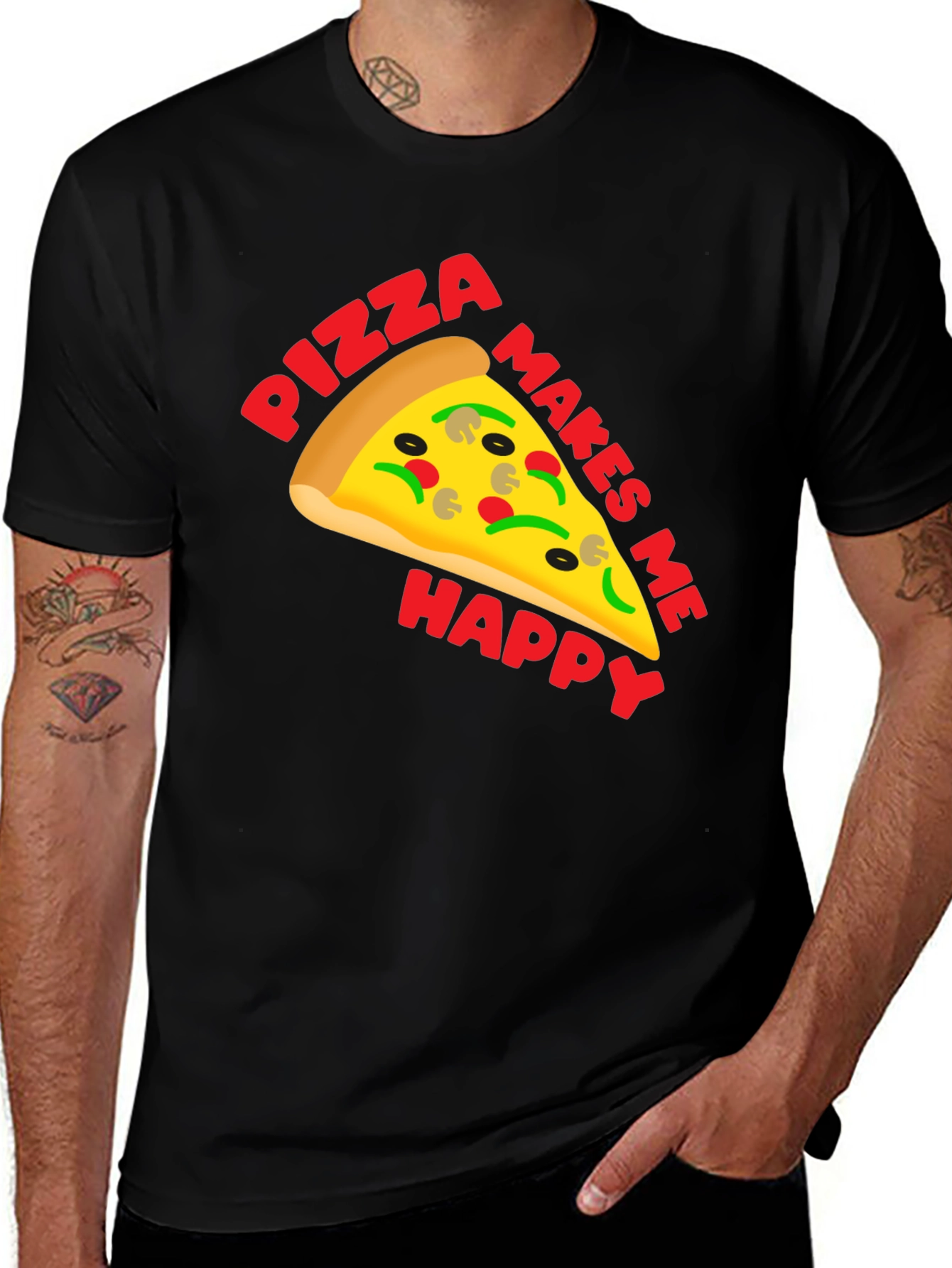 Pizza Makes Me Happy Graphic T-Shirt