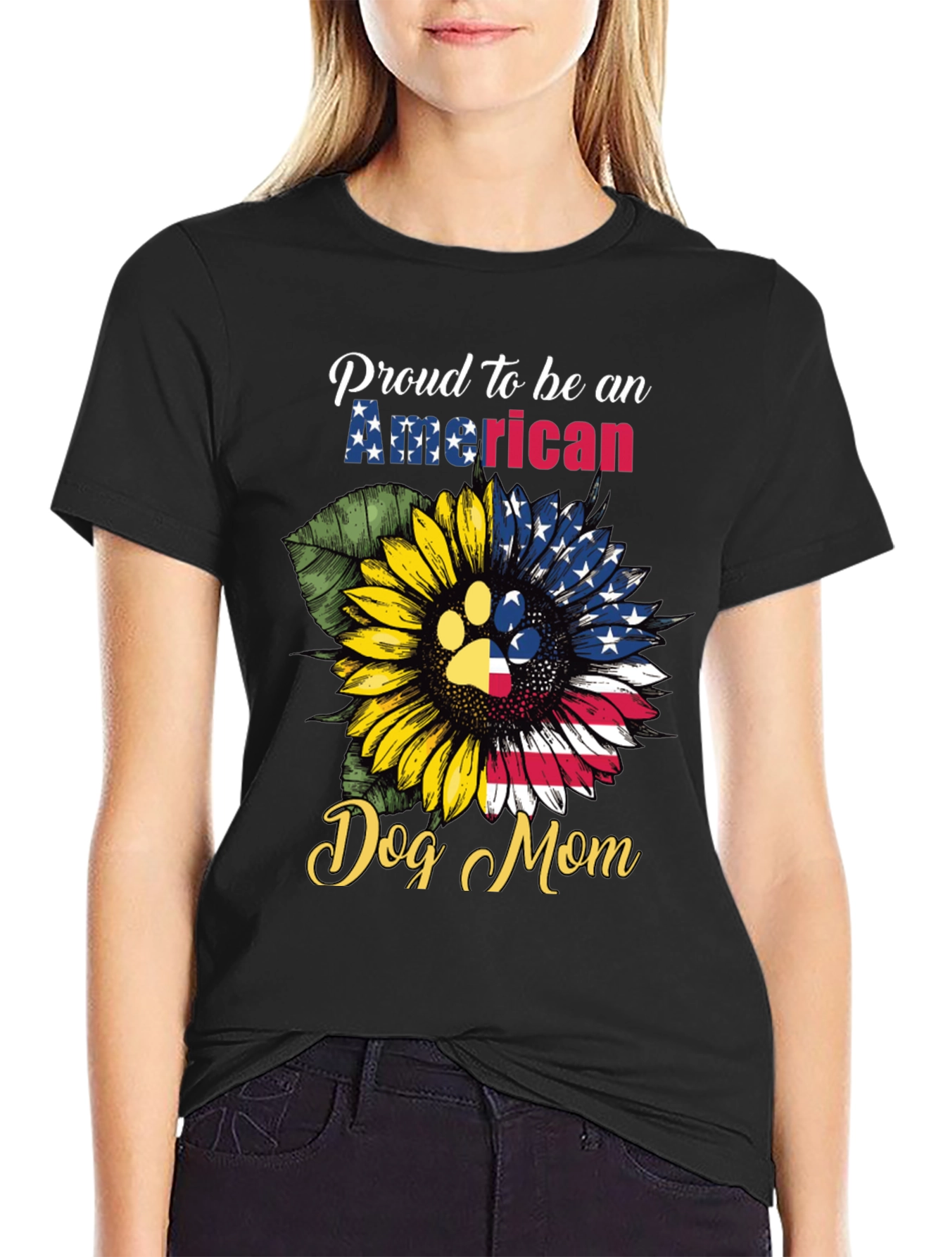 Proud American Dog Mom T-Shirt