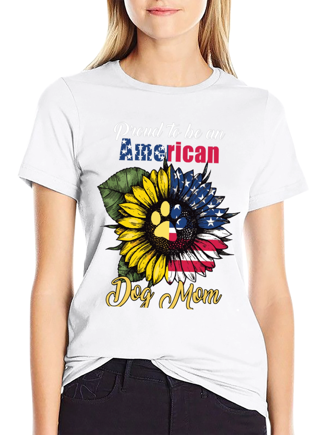 Proud American Dog Mom T-Shirt