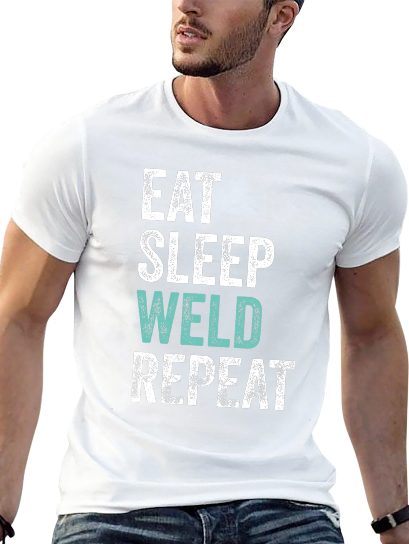 Eat Sleep Weld Repeat Black Graphic T-Shirt
