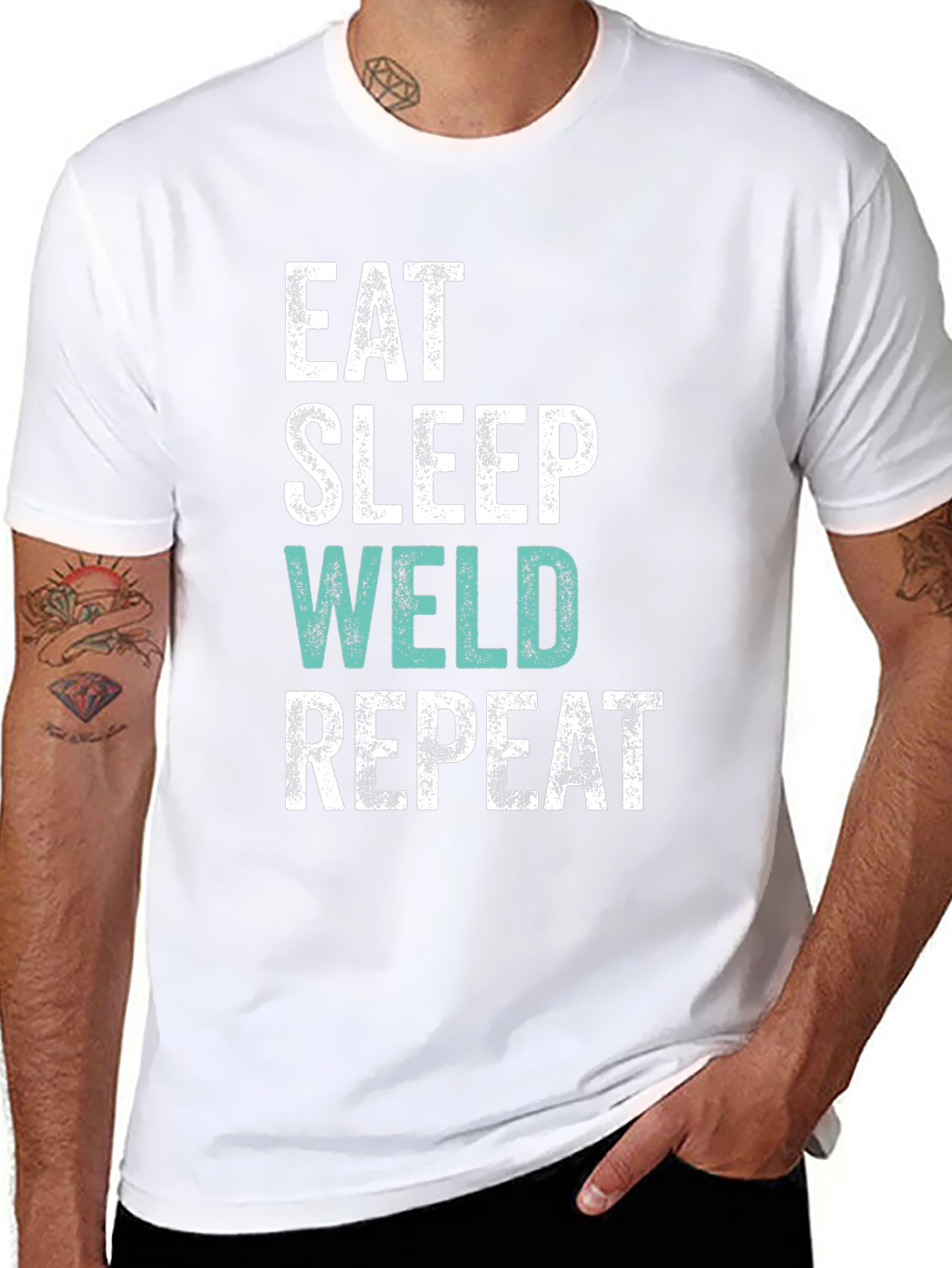 Eat Sleep Weld Repeat Black Graphic T-Shirt