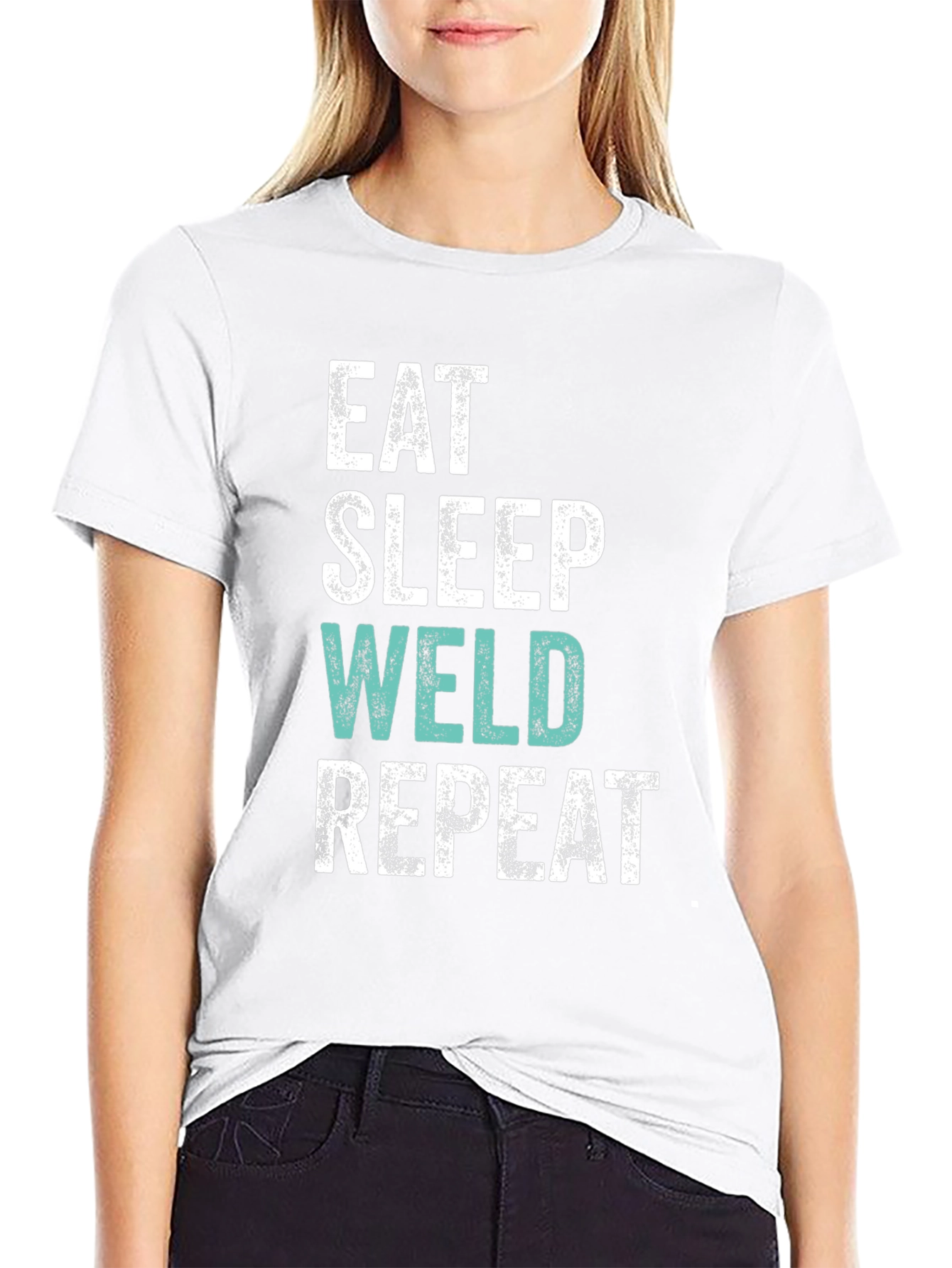 Eat Sleep Weld Repeat Black Graphic T-Shirt