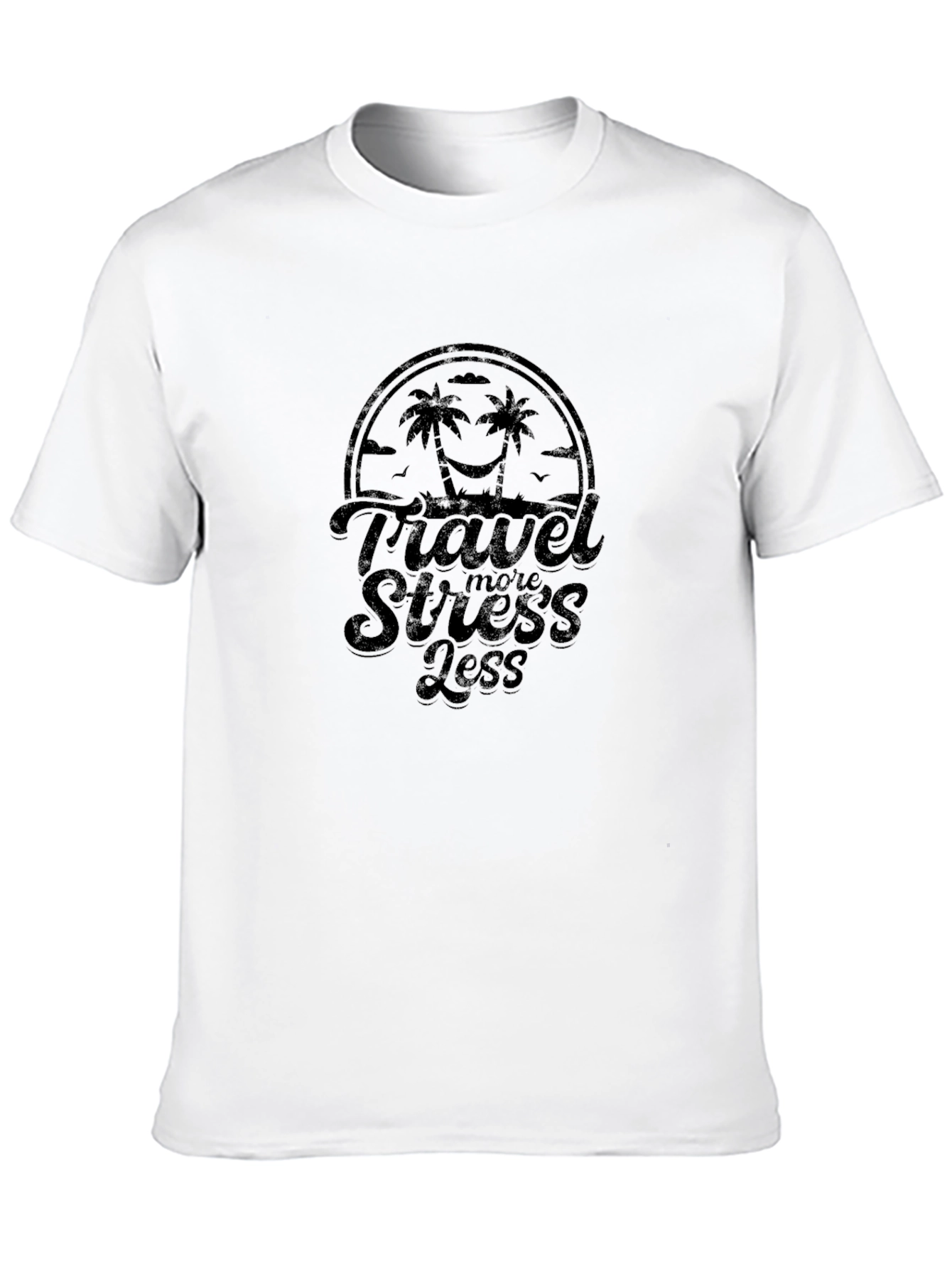 Travel More Stress Less Black T-Shirt