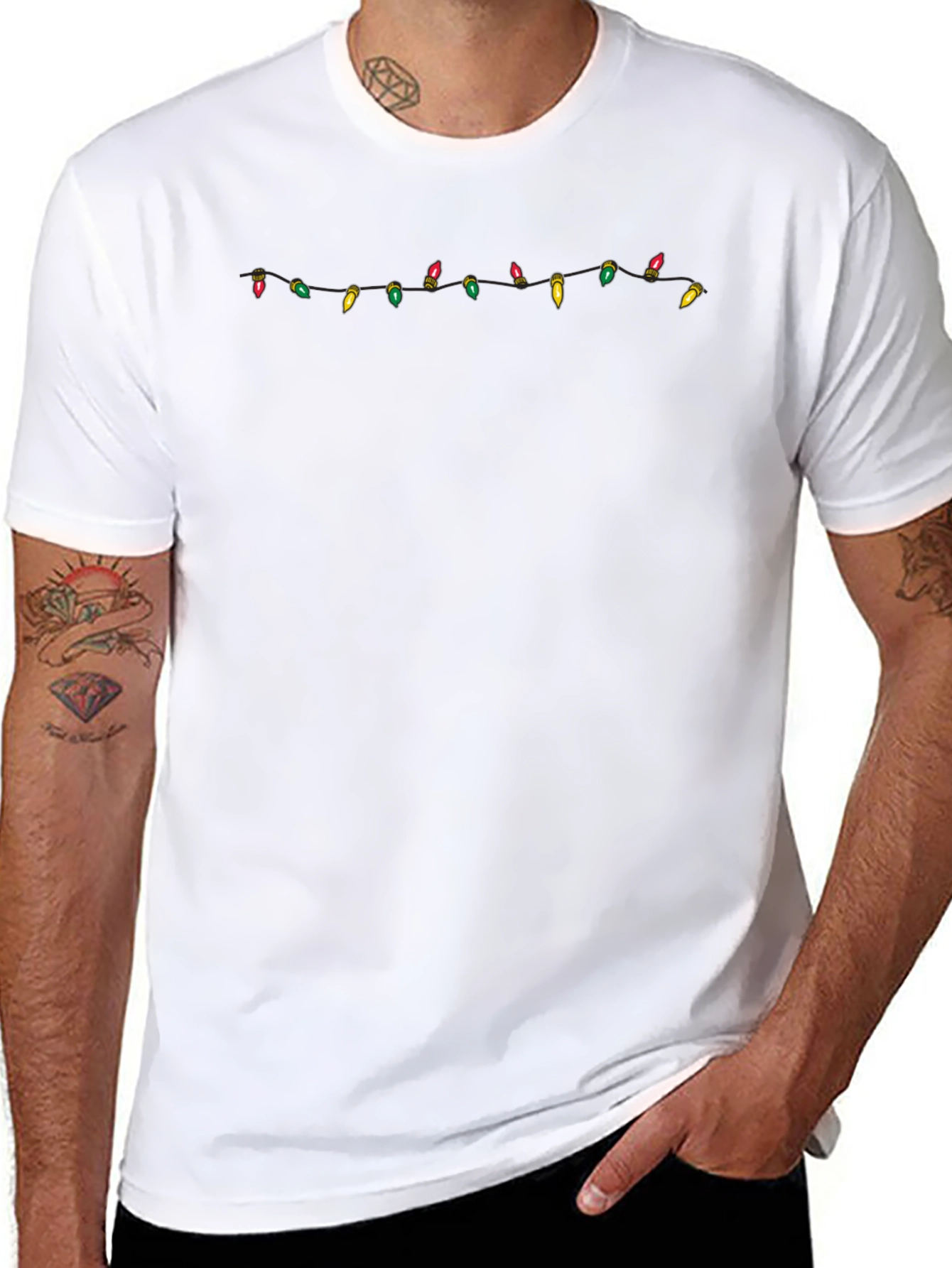 Festive String Lights Graphic Tee - Black