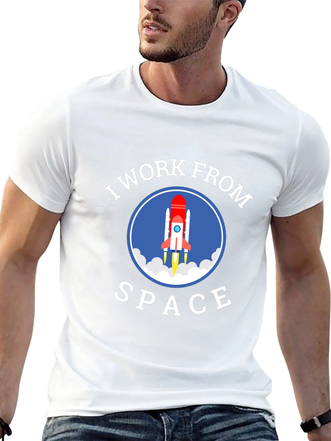 I Work From Space Graphic T-Shirt - Black