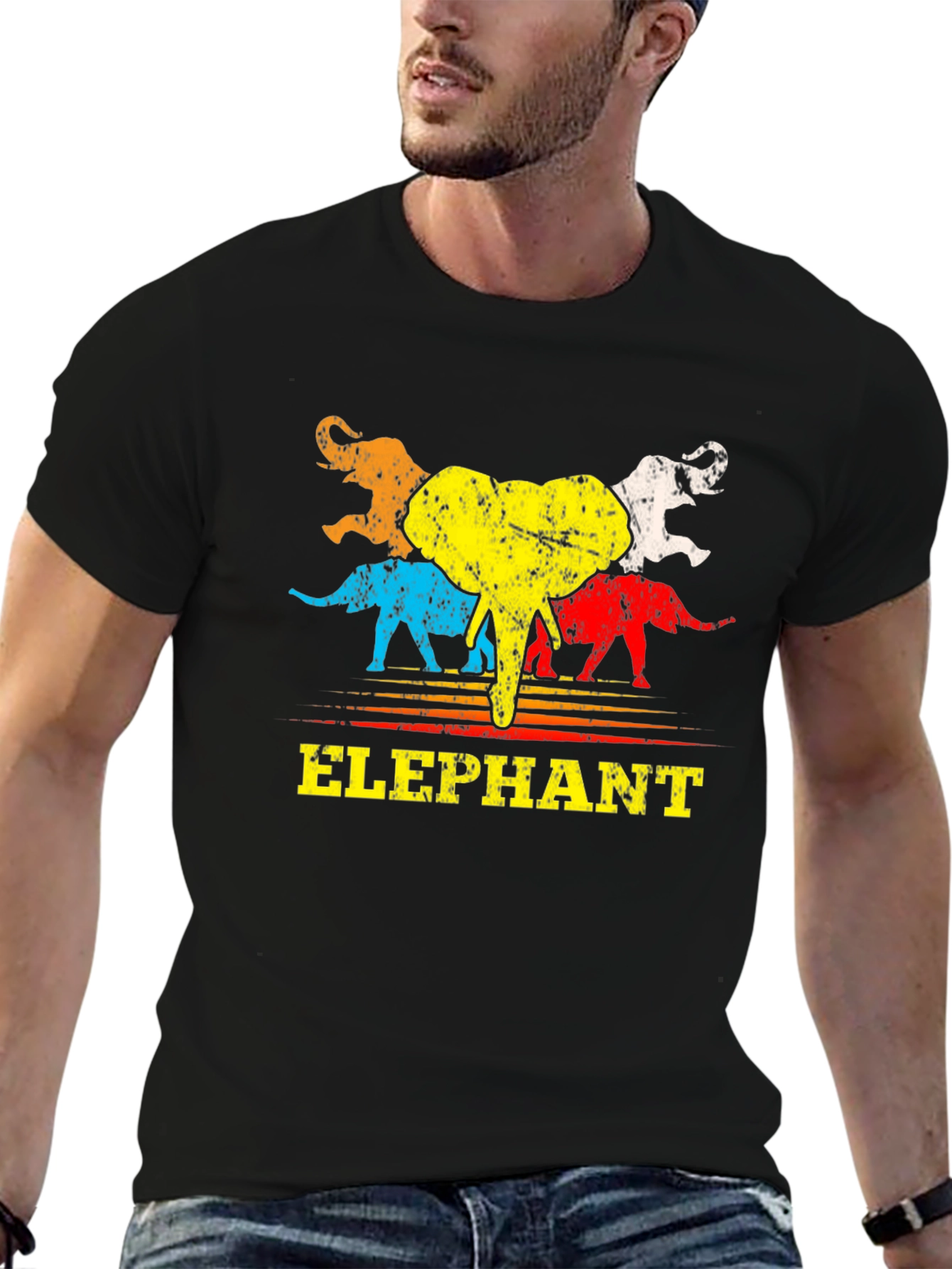 Retro Elephant Graphic T-Shirt