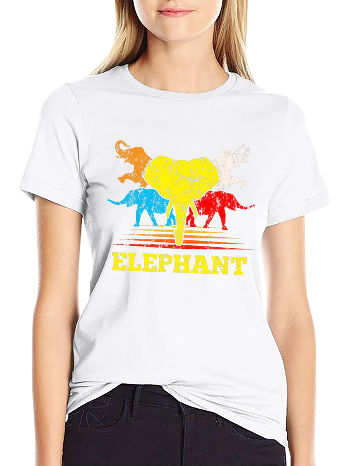 Retro Elephant Graphic T-Shirt