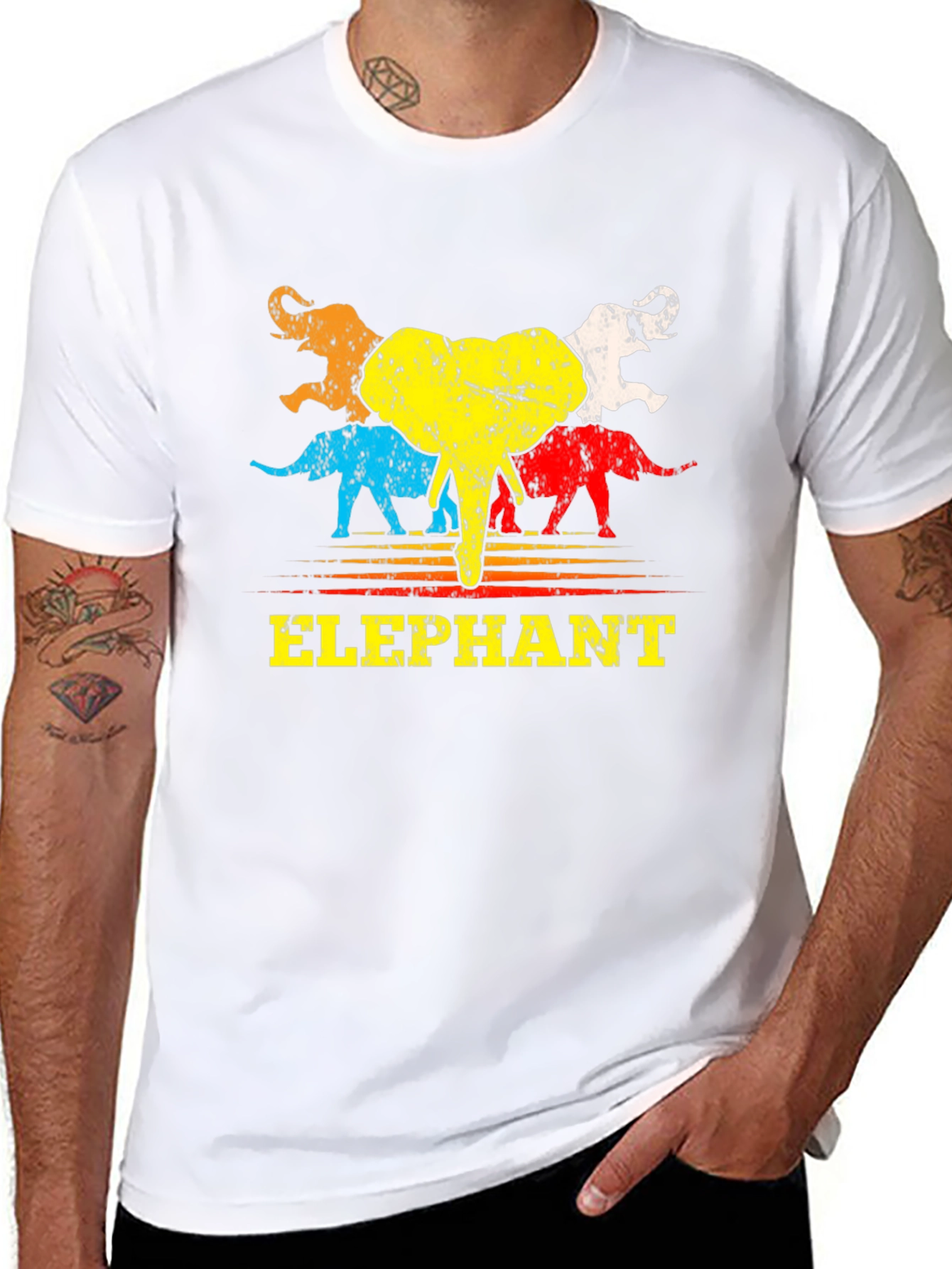 Retro Elephant Graphic T-Shirt