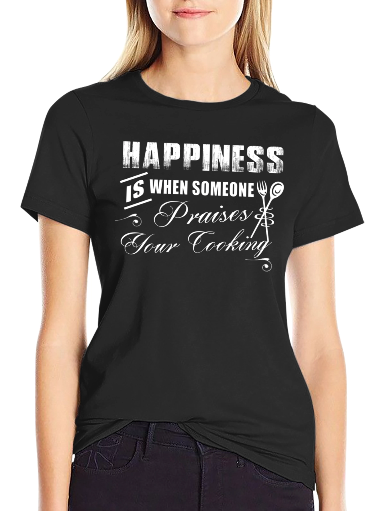 Happiness is Praises Cooking Black T-Shirt
