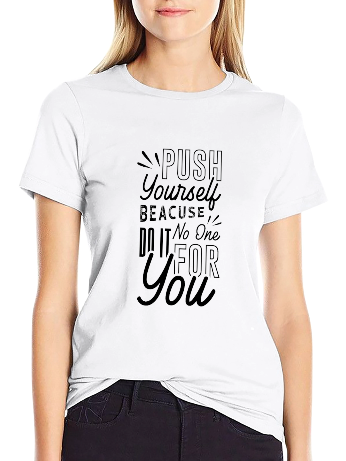 Motivational Black T-Shirt: Push Yourself Design