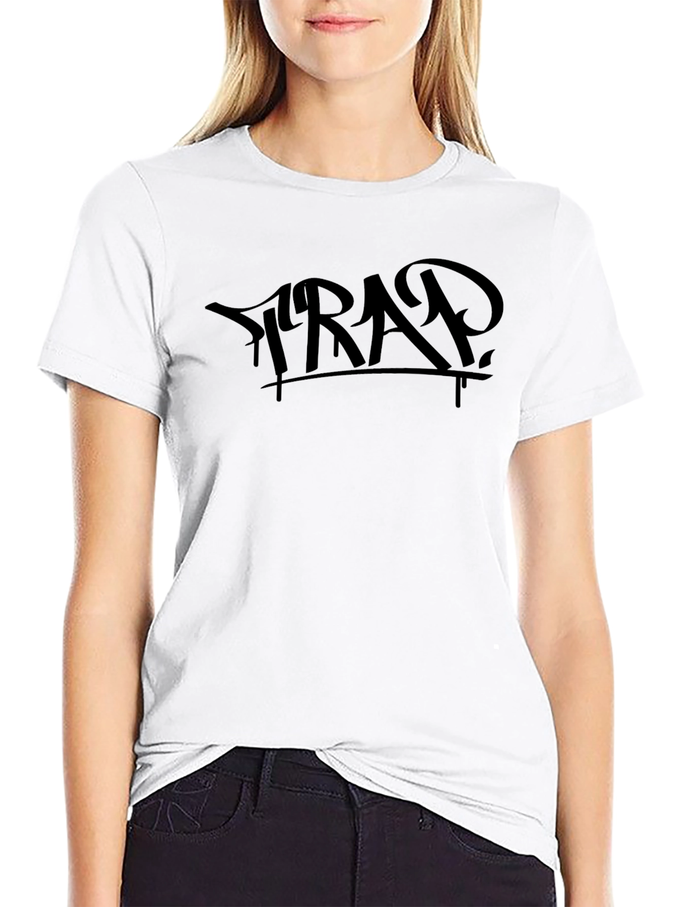 Mens Black Trap Graphic Tee Shirt