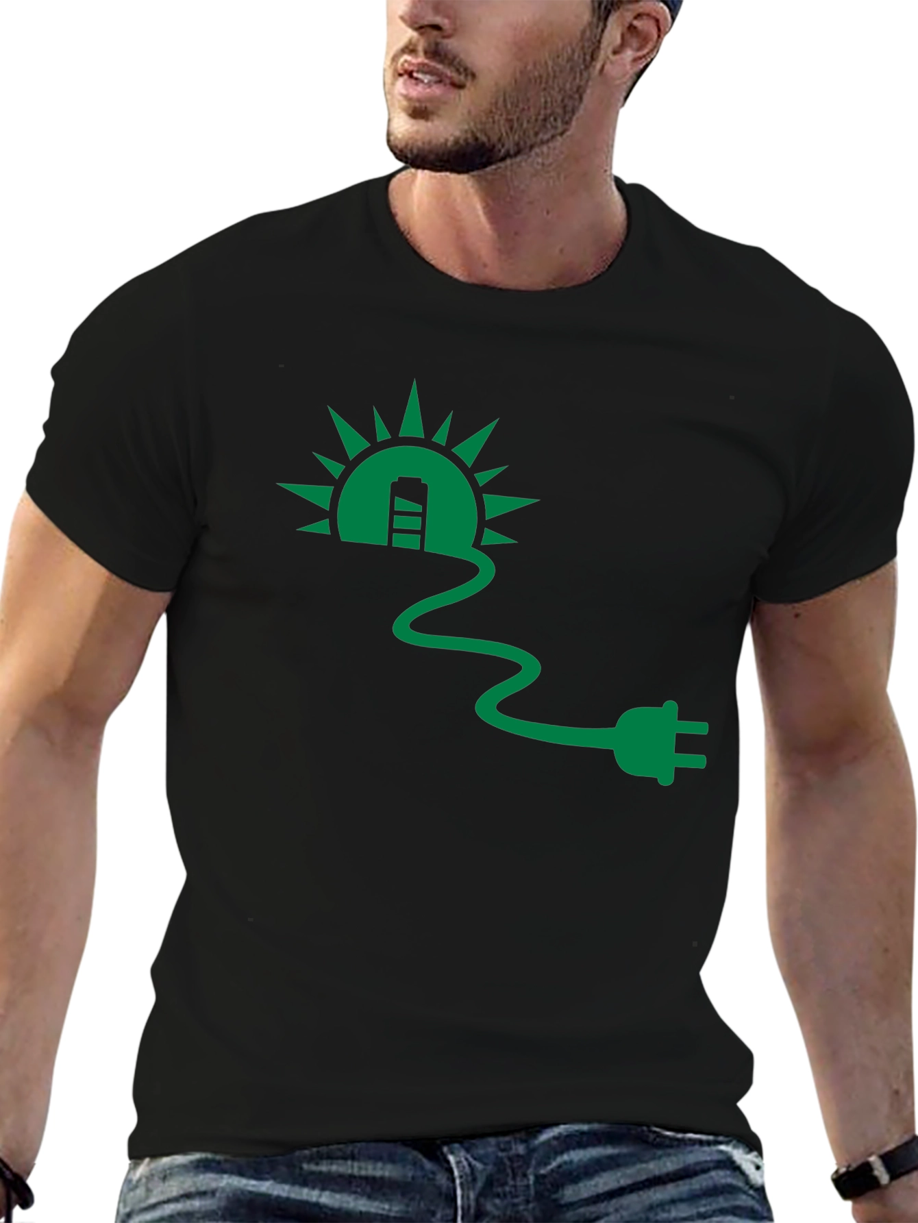 Eco-Friendly Solar Plug T-Shirt - Black