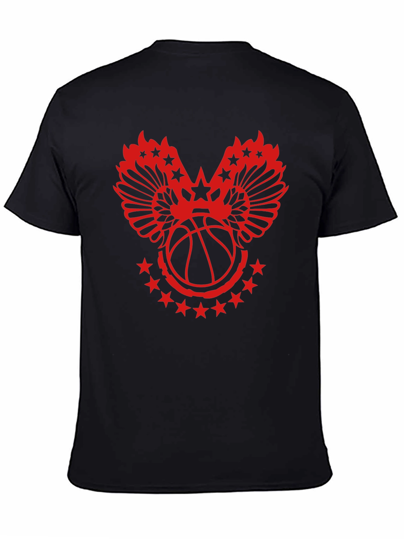 Red Basketball Wings Star Graphic T-Shirt