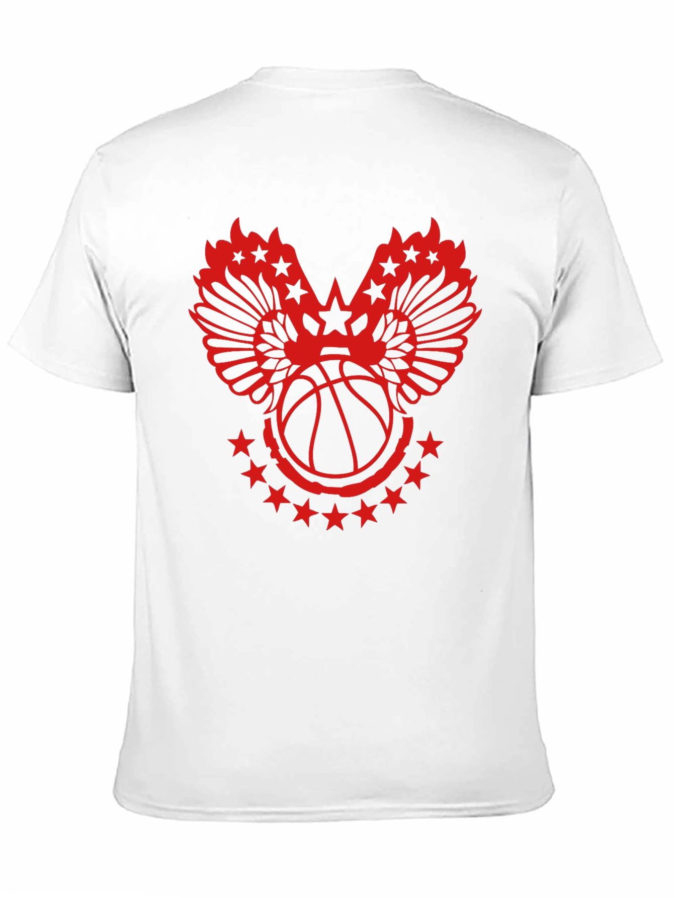 Red Basketball Wings Star Graphic T-Shirt