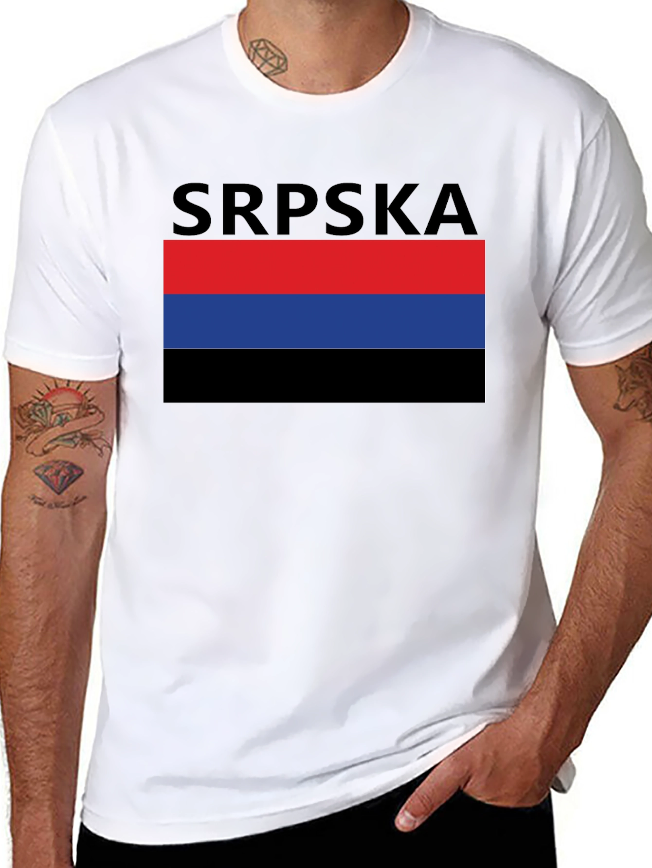 Srpska Flag Graphic T-Shirt - Black