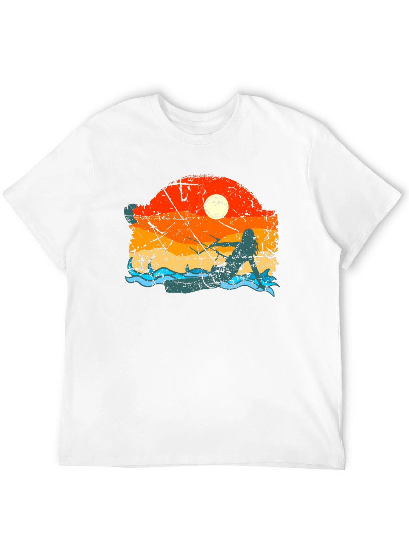Mermaid Sunset Graphic Tee - Black Cotton Comfort