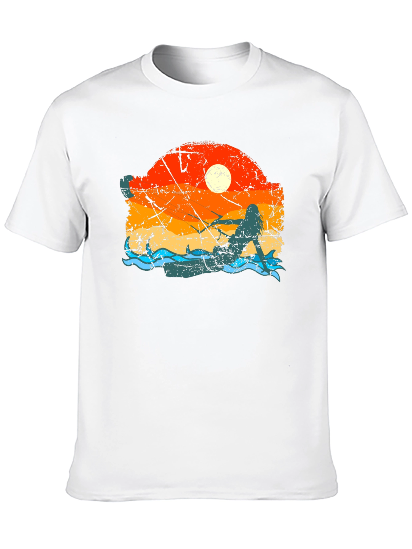 Mermaid Sunset Graphic Tee - Black Cotton Comfort