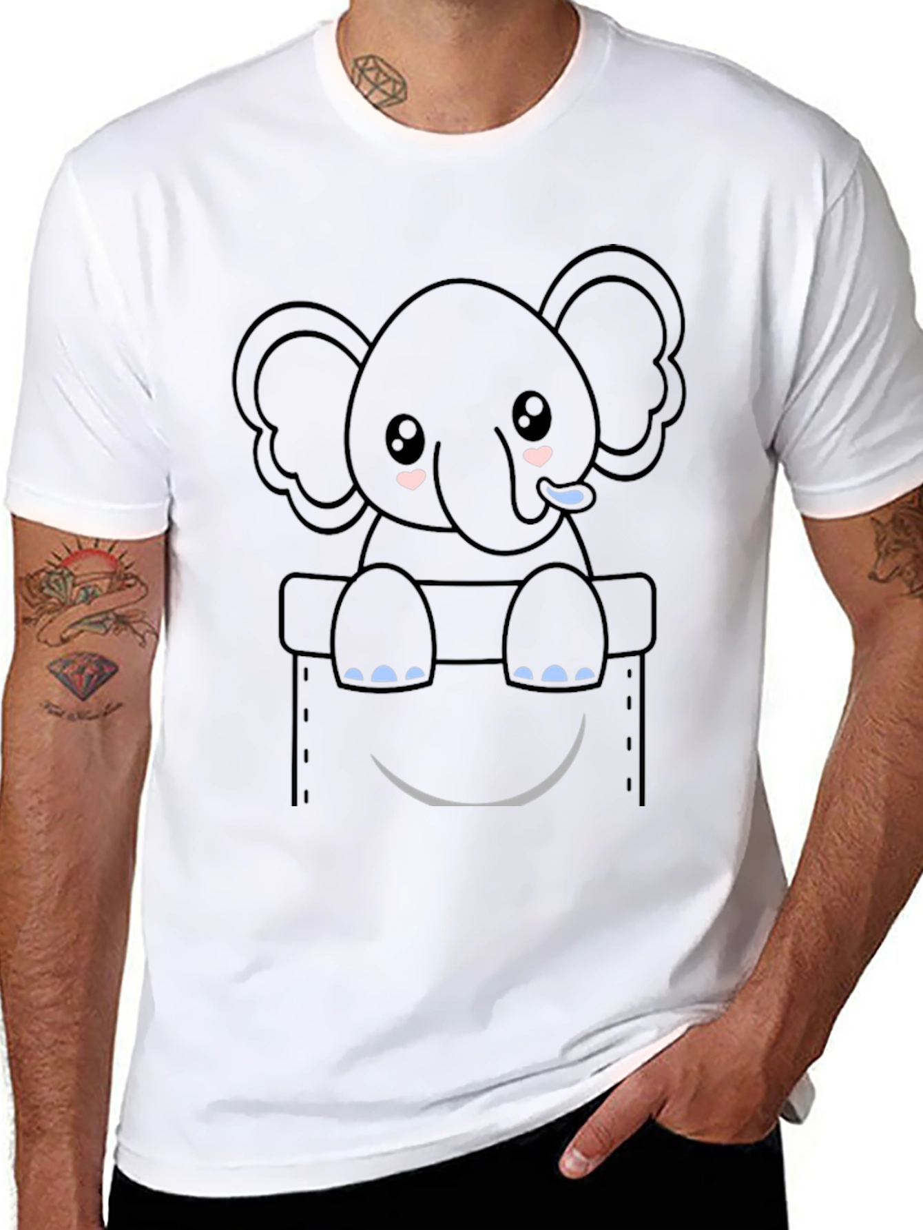 Cute Elephant Pocket Graphic Tee