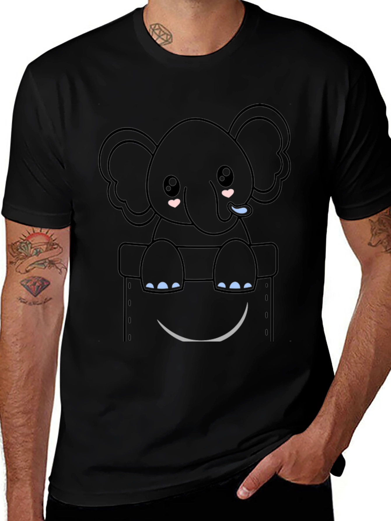 Cute Elephant Pocket Graphic Tee