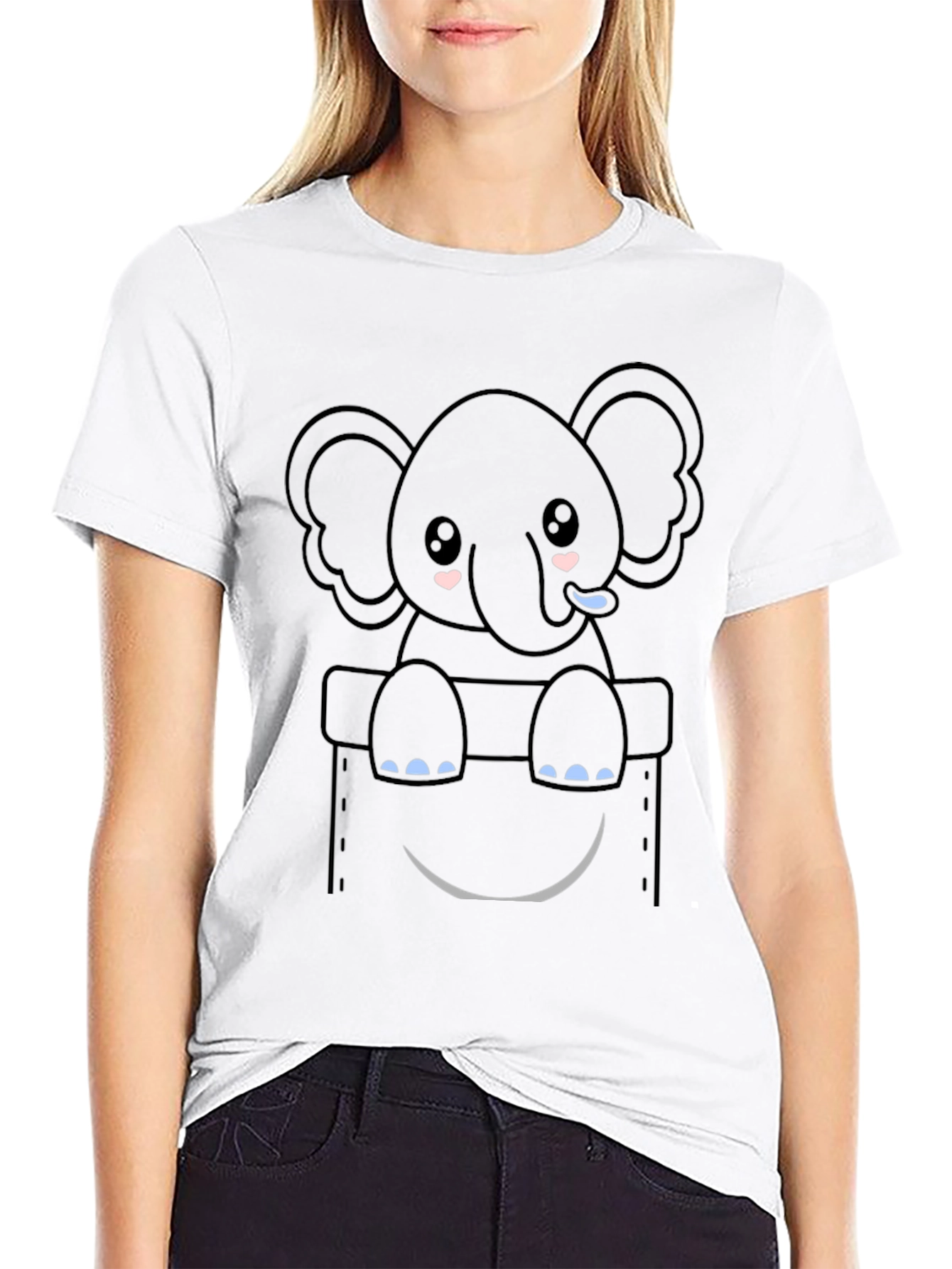 Cute Elephant Pocket Graphic Tee