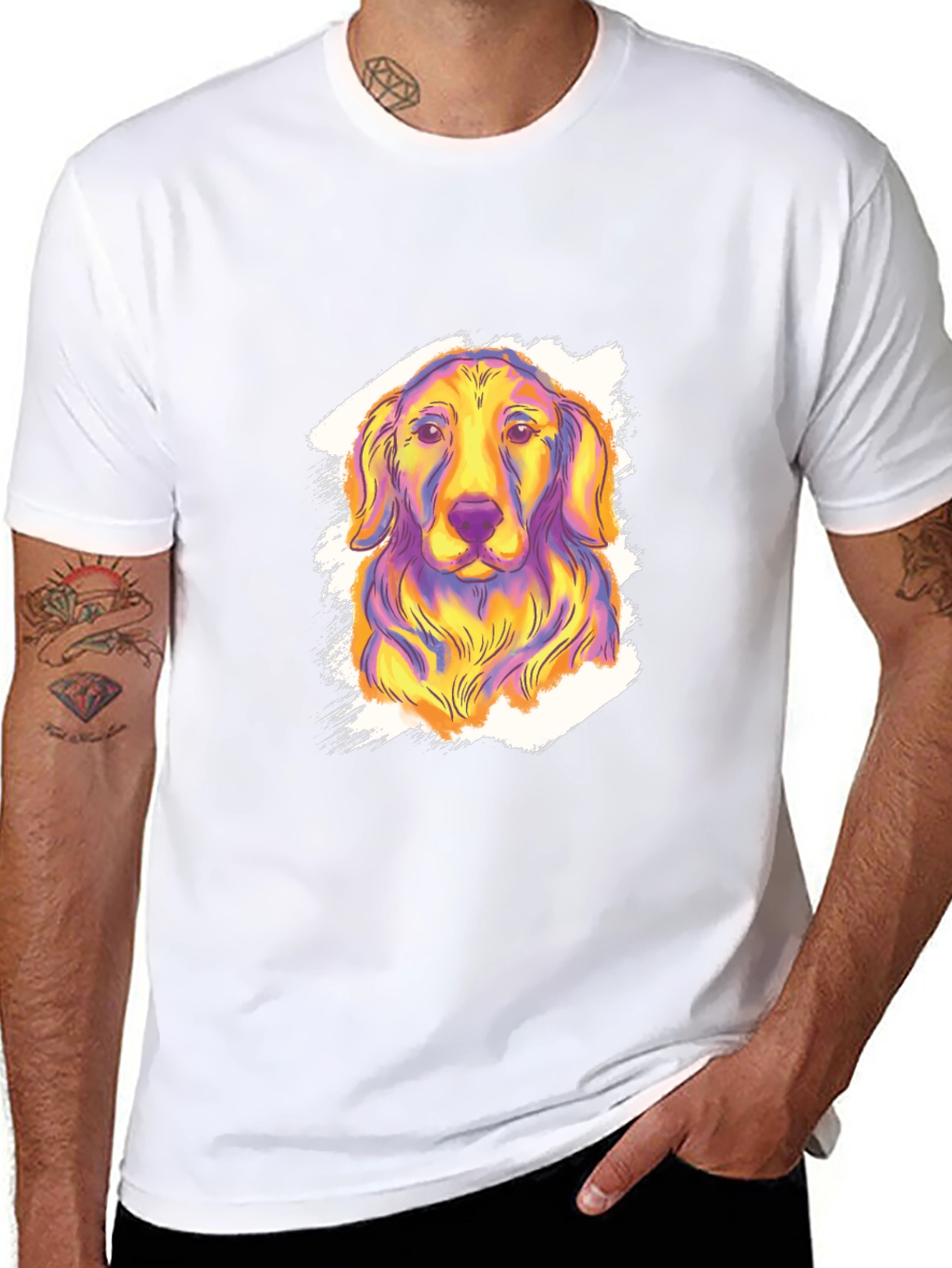 Dog Graphic Print Tee - Funky Canine Style!