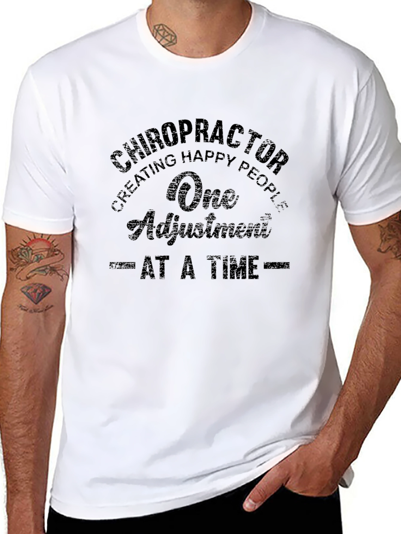 Chiropractor One Adjustment at a Time Black T-Shirt