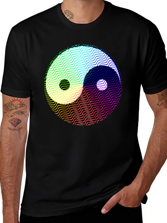 Yin Yang Wave Pattern Graphic T-Shirt