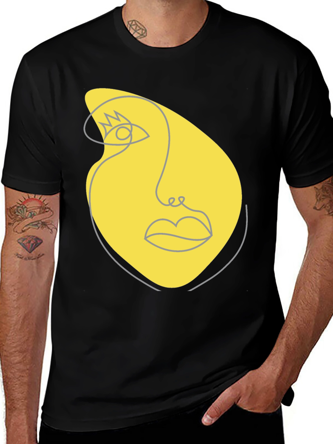 Abstract Face Graphic Tee - Modern Art T-Shirt
