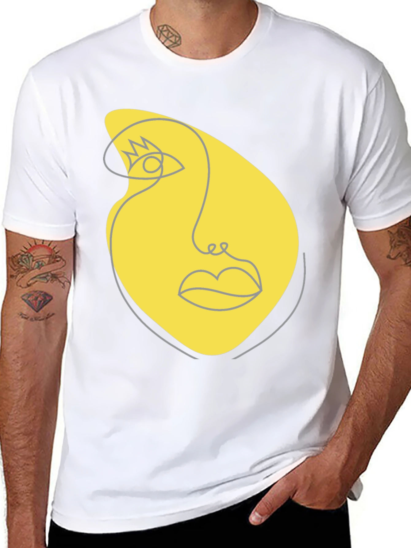 Abstract Face Graphic Tee - Modern Art T-Shirt