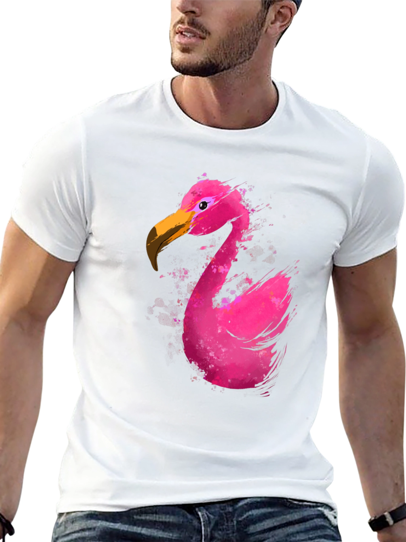 Flamingo Graphic T-Shirt - Black Cotton Tee