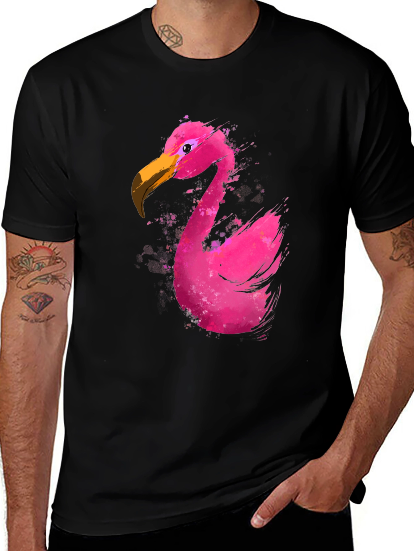 Flamingo Graphic T-Shirt - Black Cotton Tee