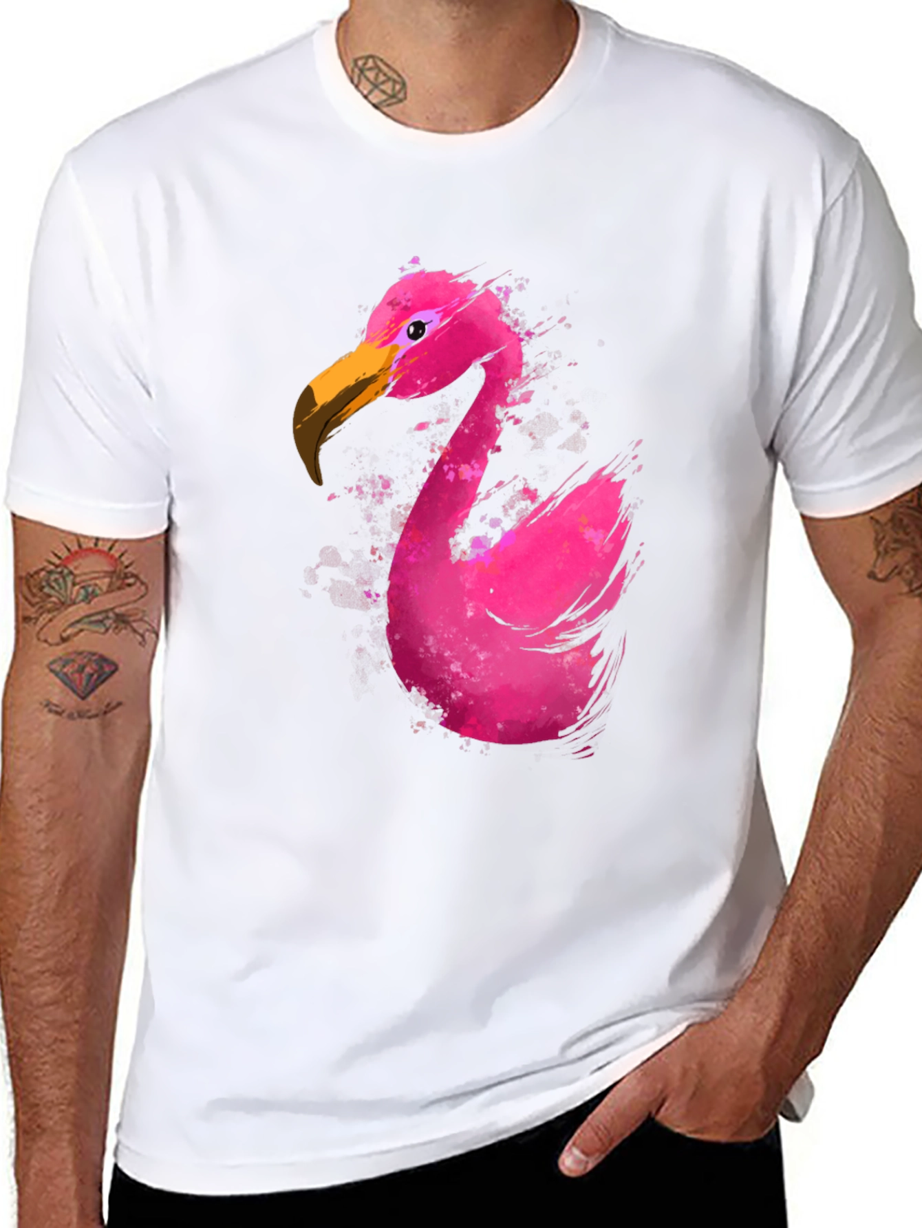 Flamingo Graphic T-Shirt - Black Cotton Tee