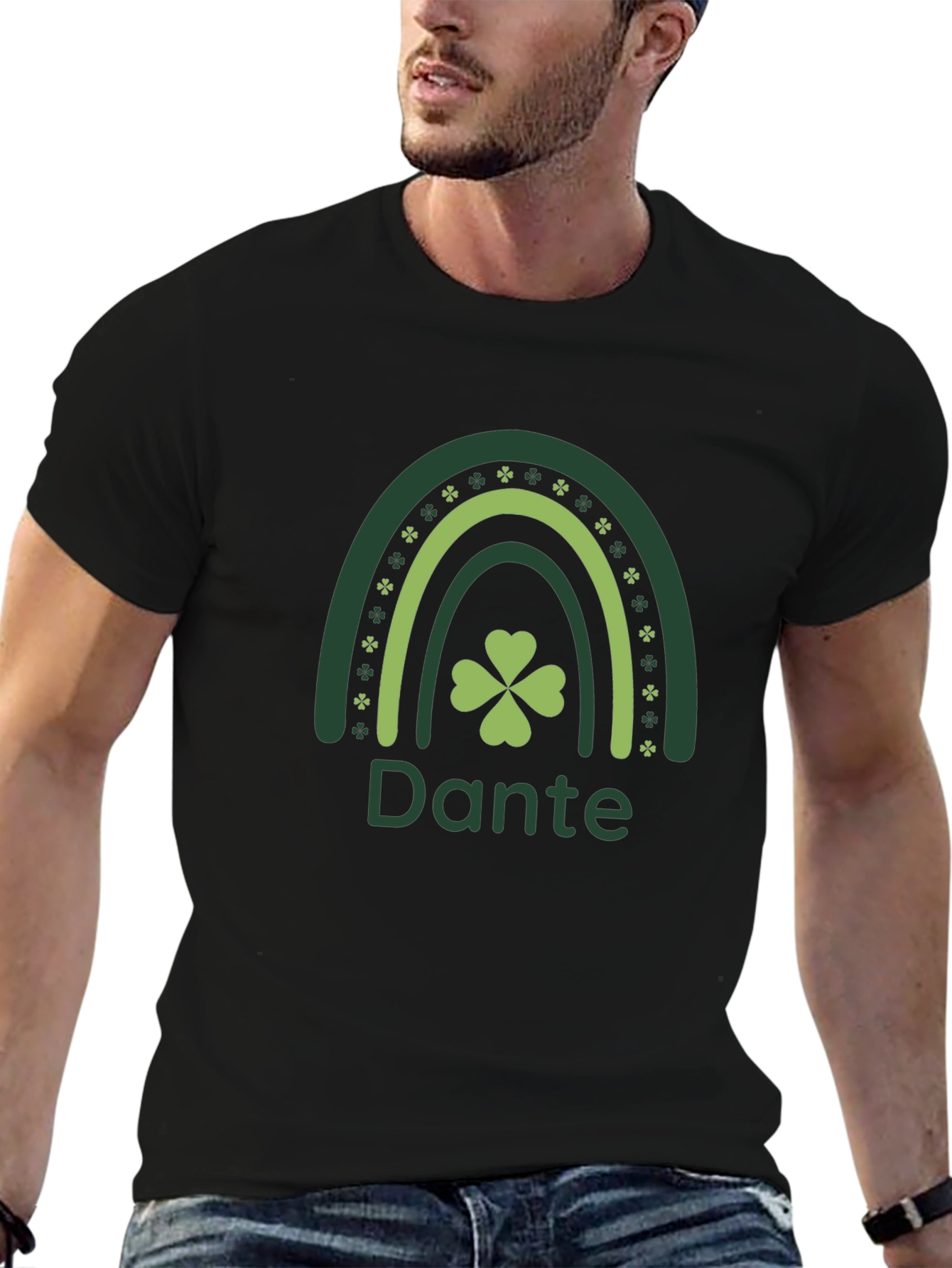 St. Patricks Day Dante Rainbow Clover T-Shirt