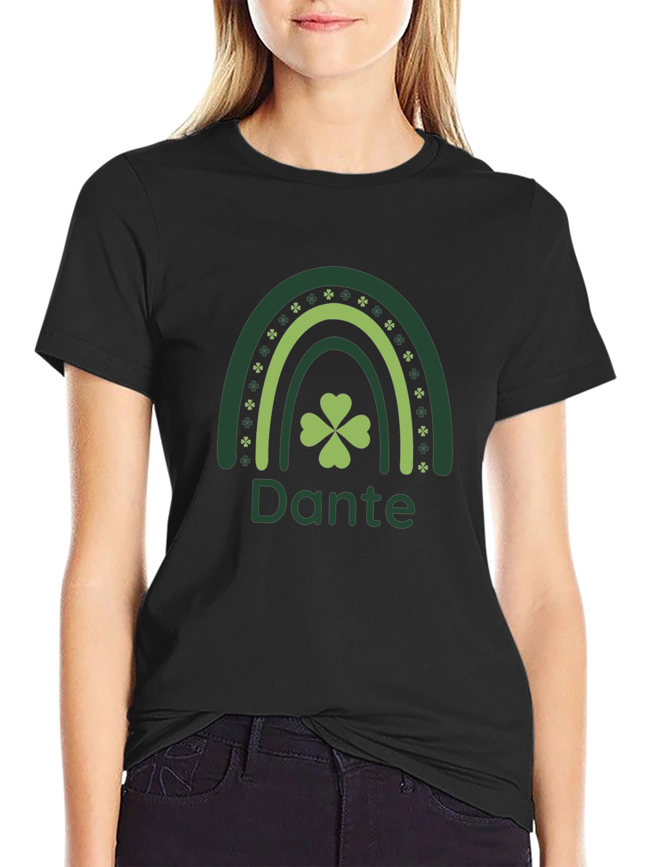 St. Patricks Day Dante Rainbow Clover T-Shirt