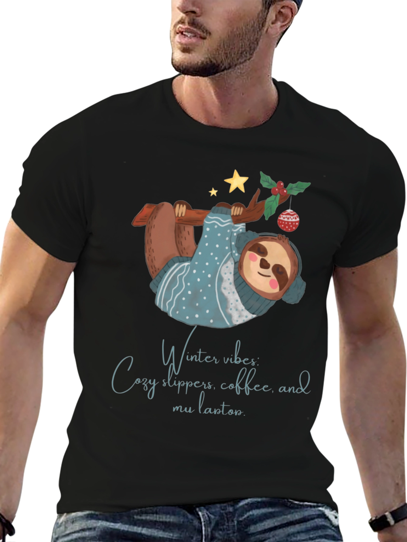 Winter Vibes Sloth Tee - Cozy and Cute