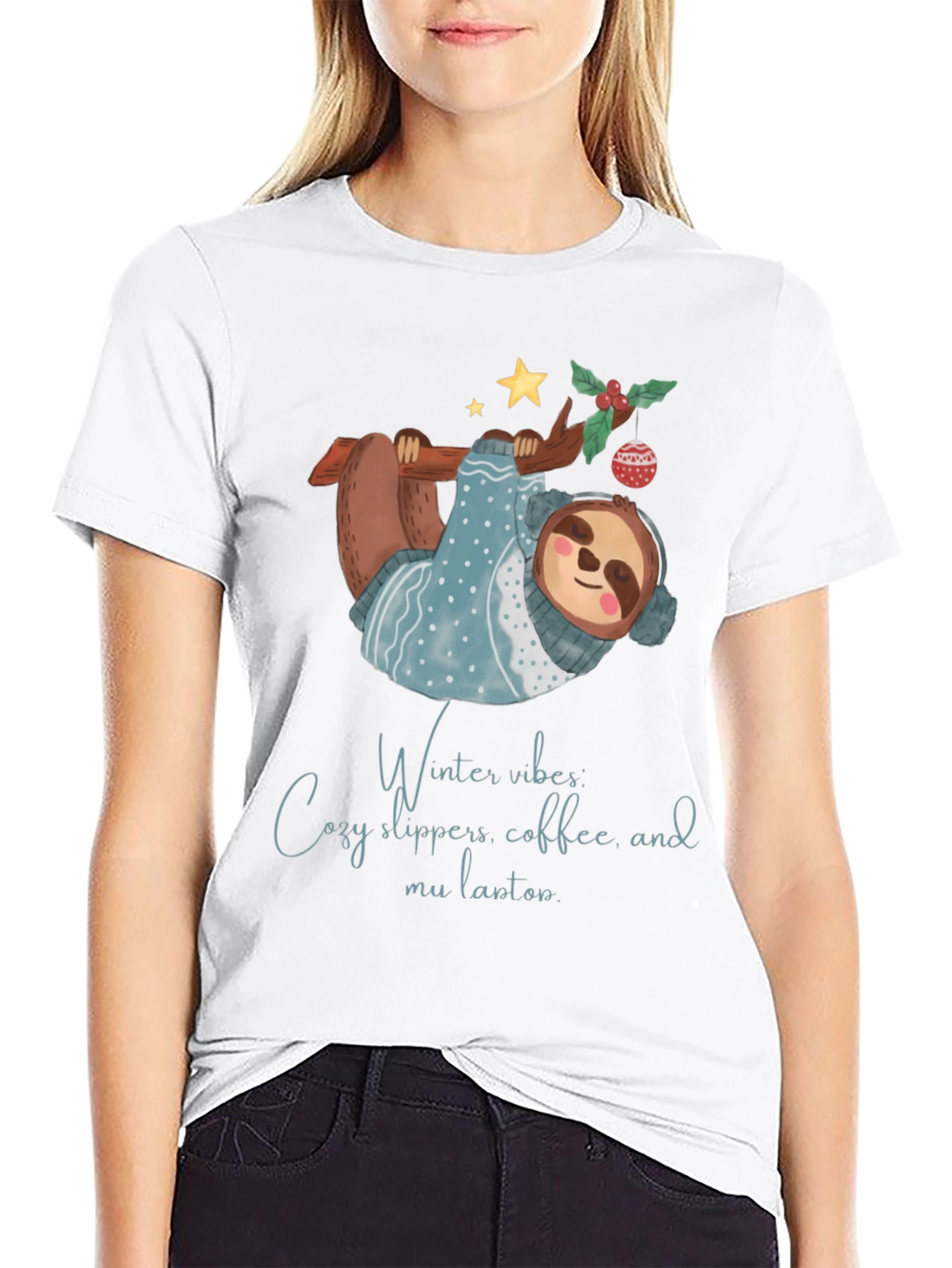 Winter Vibes Sloth Tee - Cozy and Cute