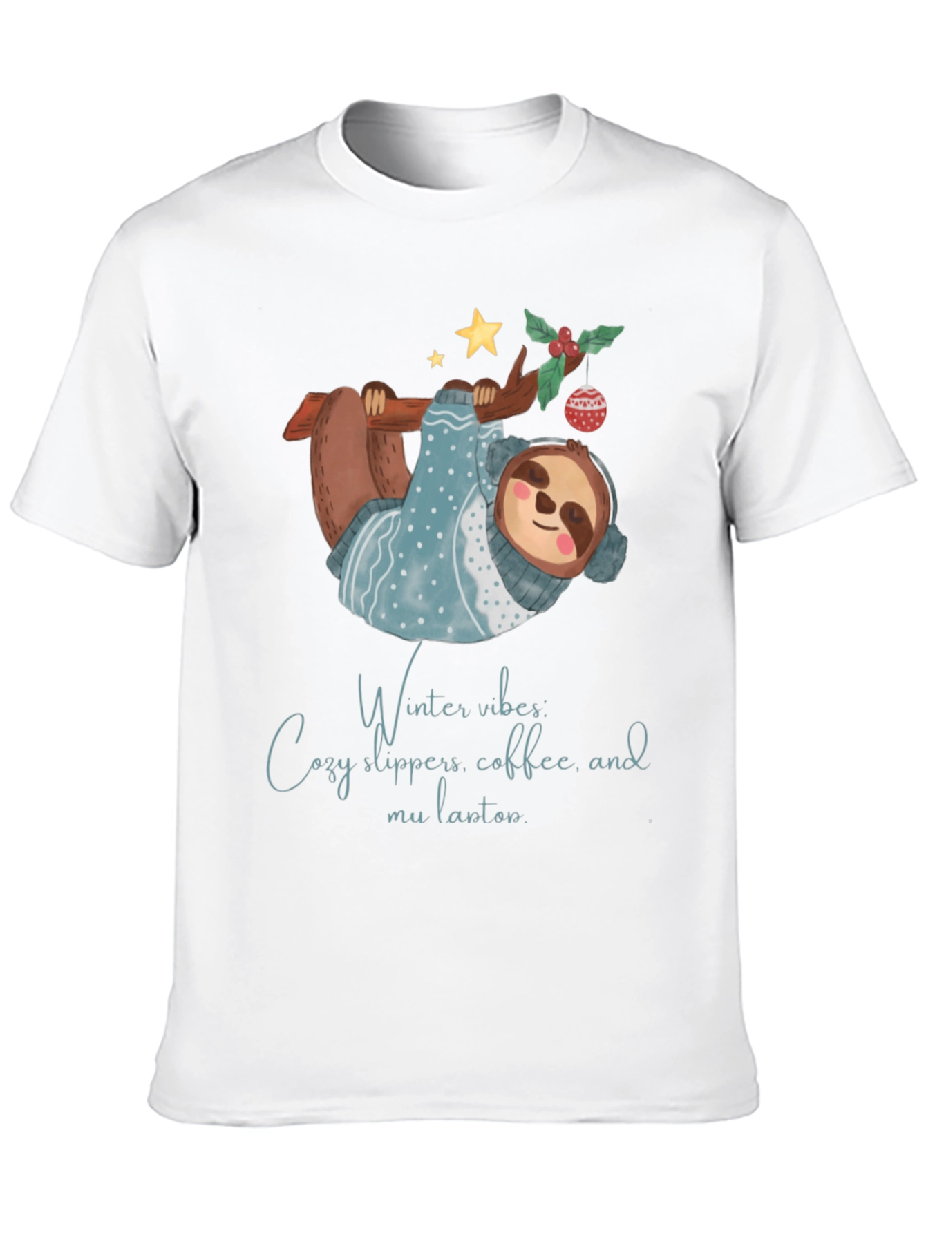 Winter Vibes Sloth Tee - Cozy and Cute