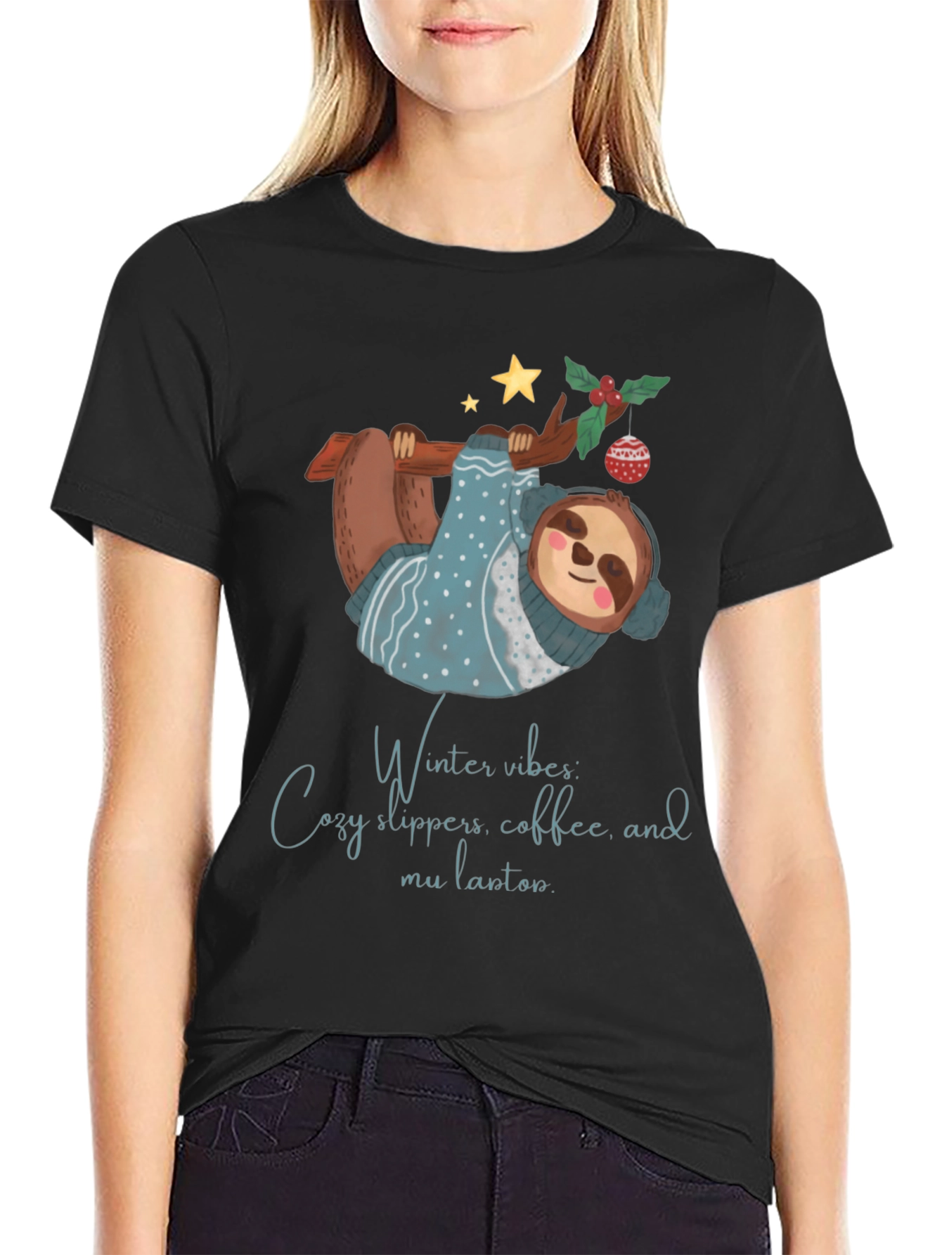 Winter Vibes Sloth Tee - Cozy and Cute
