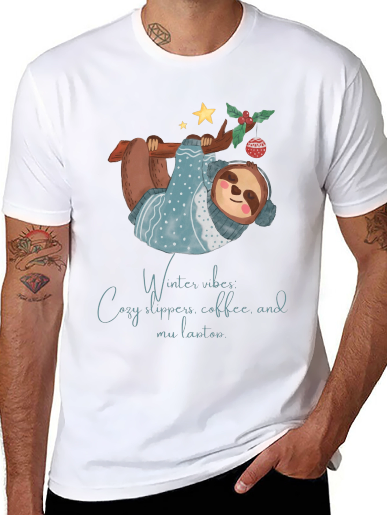 Winter Vibes Sloth Tee - Cozy and Cute