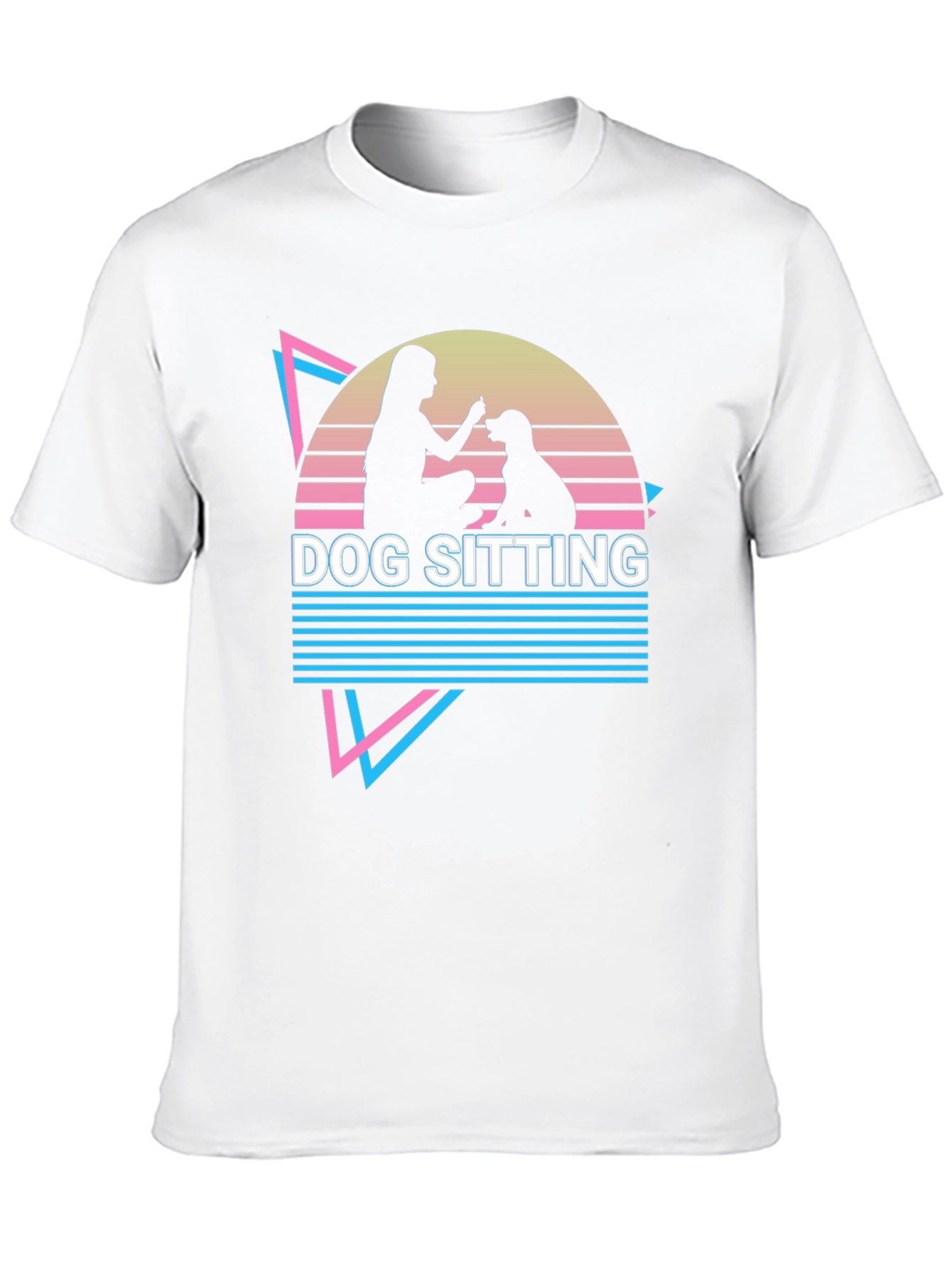 Dog Sitting Graphic Tee - Retro Style T-Shirt