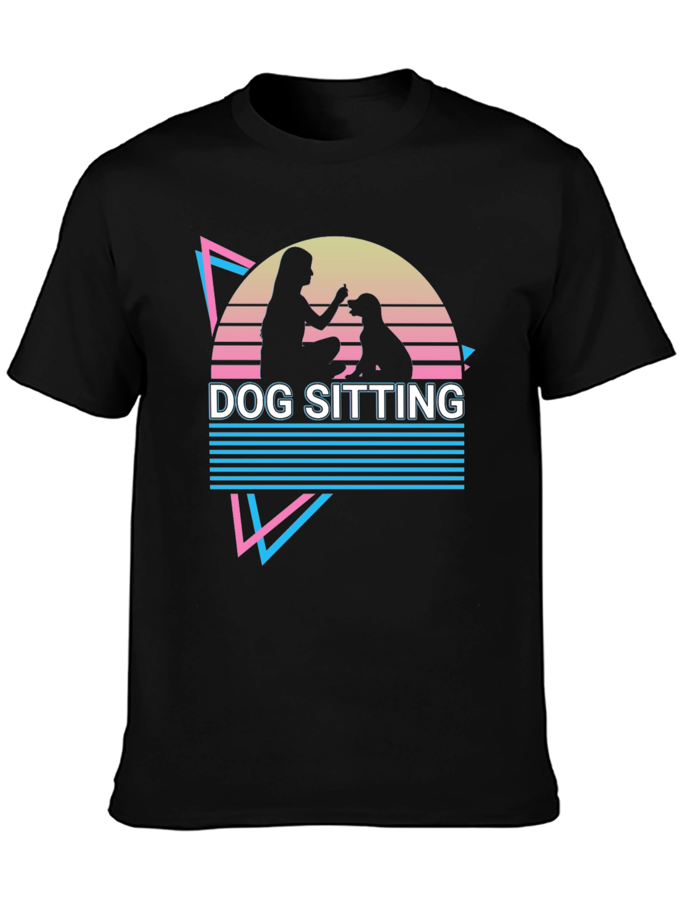 Dog Sitting Graphic Tee - Retro Style T-Shirt