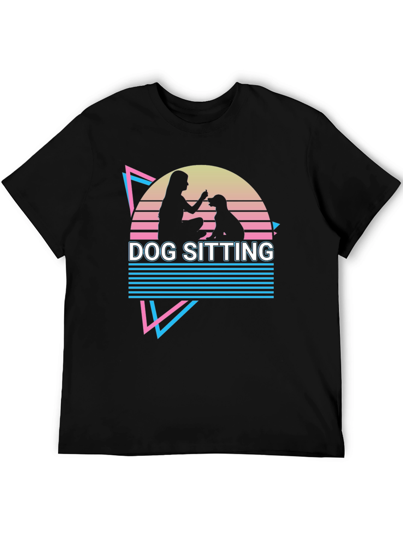 Dog Sitting Graphic Tee - Retro Style T-Shirt