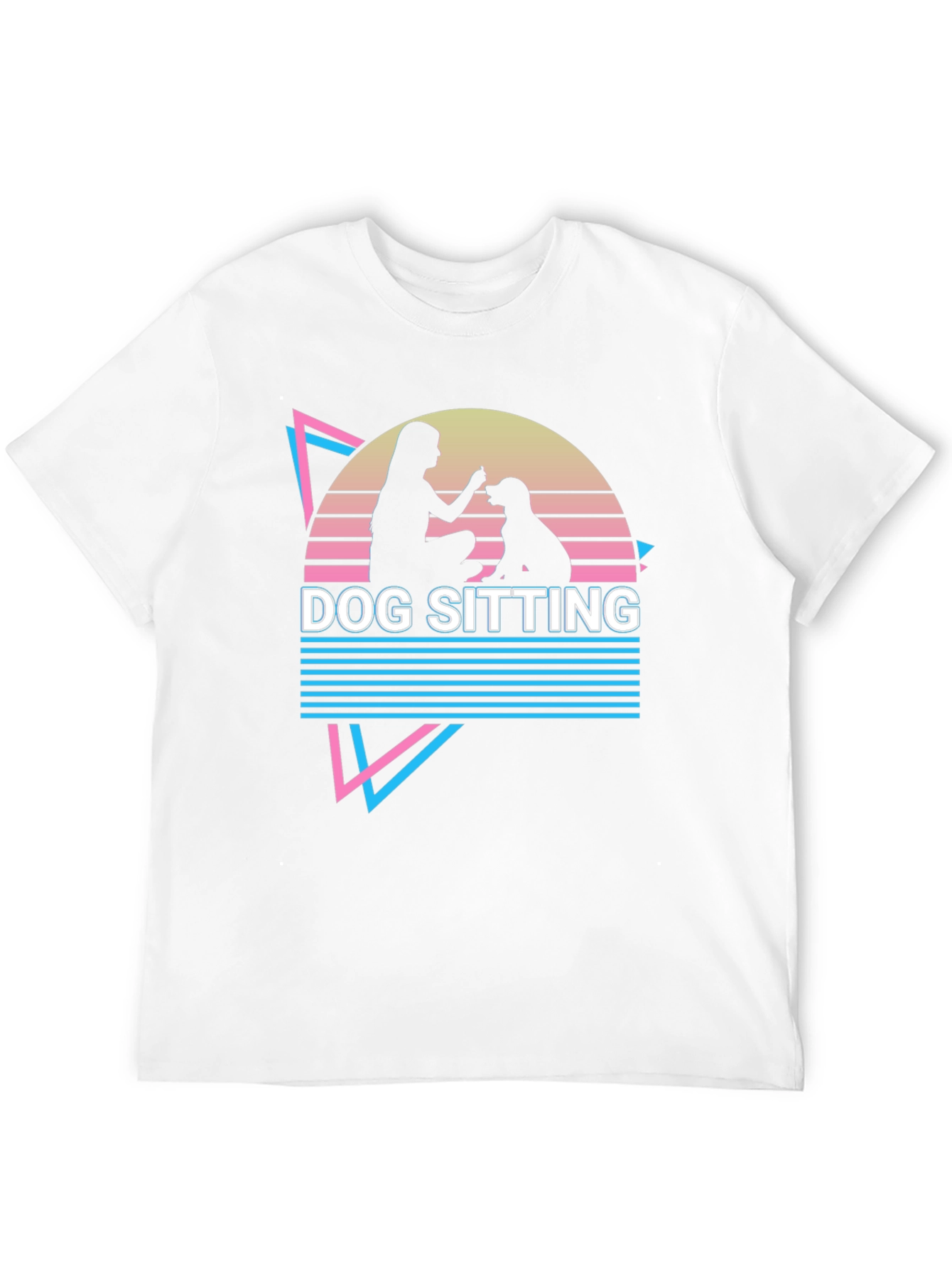 Dog Sitting Graphic Tee - Retro Style T-Shirt